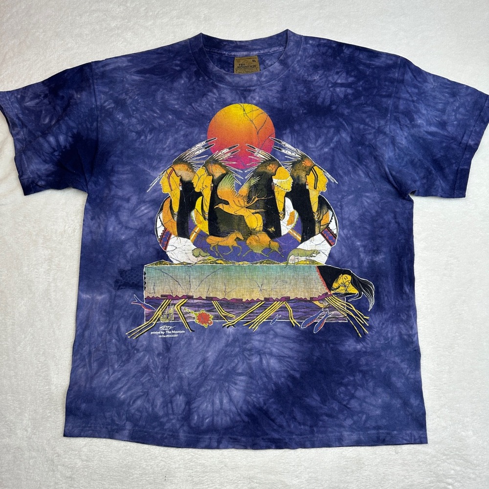 The Mountain Tie Dye Native American Art T Shirt XL 1996 100% Cotton